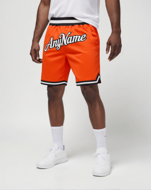 Custom Orange & White/Black Throwback Shorts