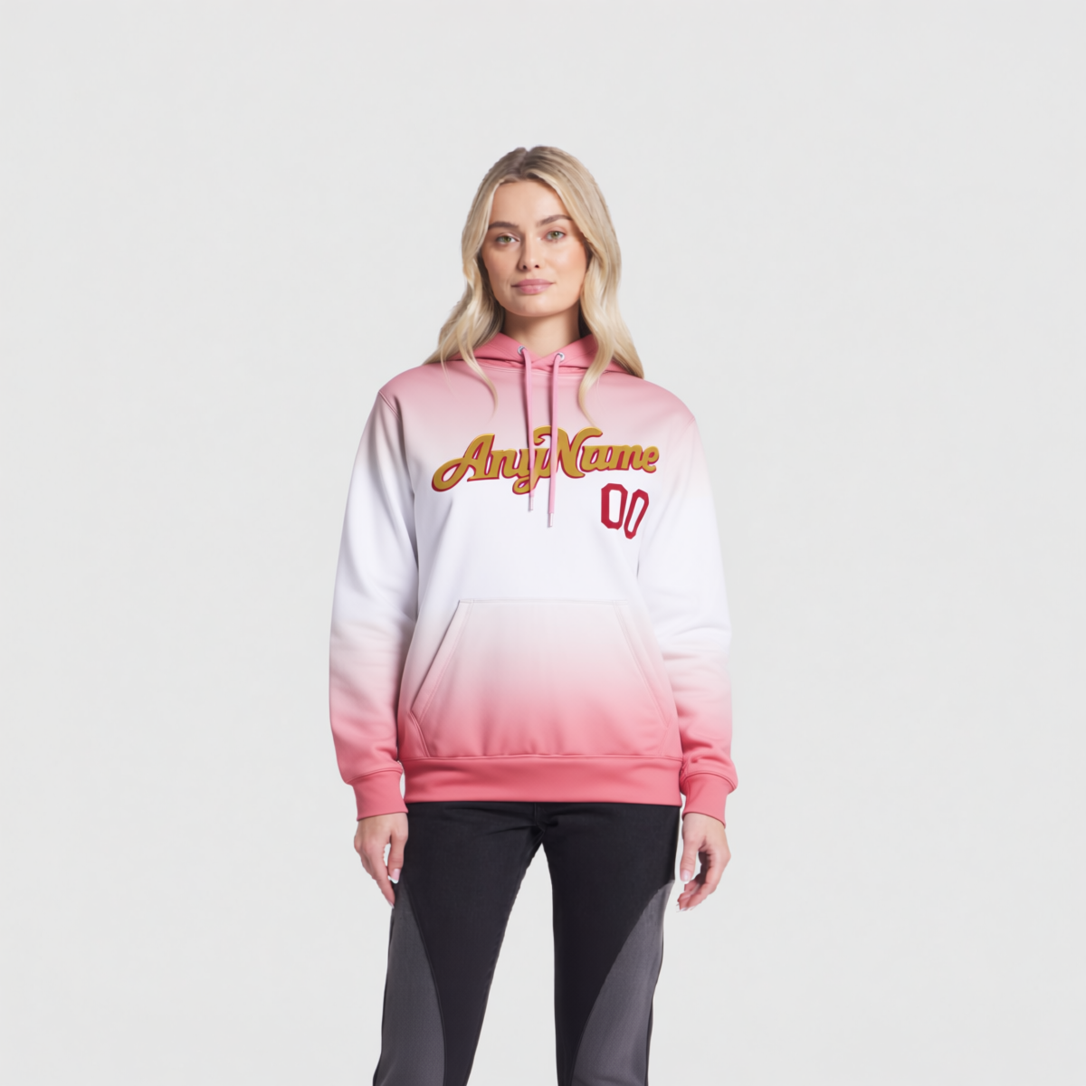 Custom Pink & Gold/Red Pullover Sports Sweatshirt Hoodie