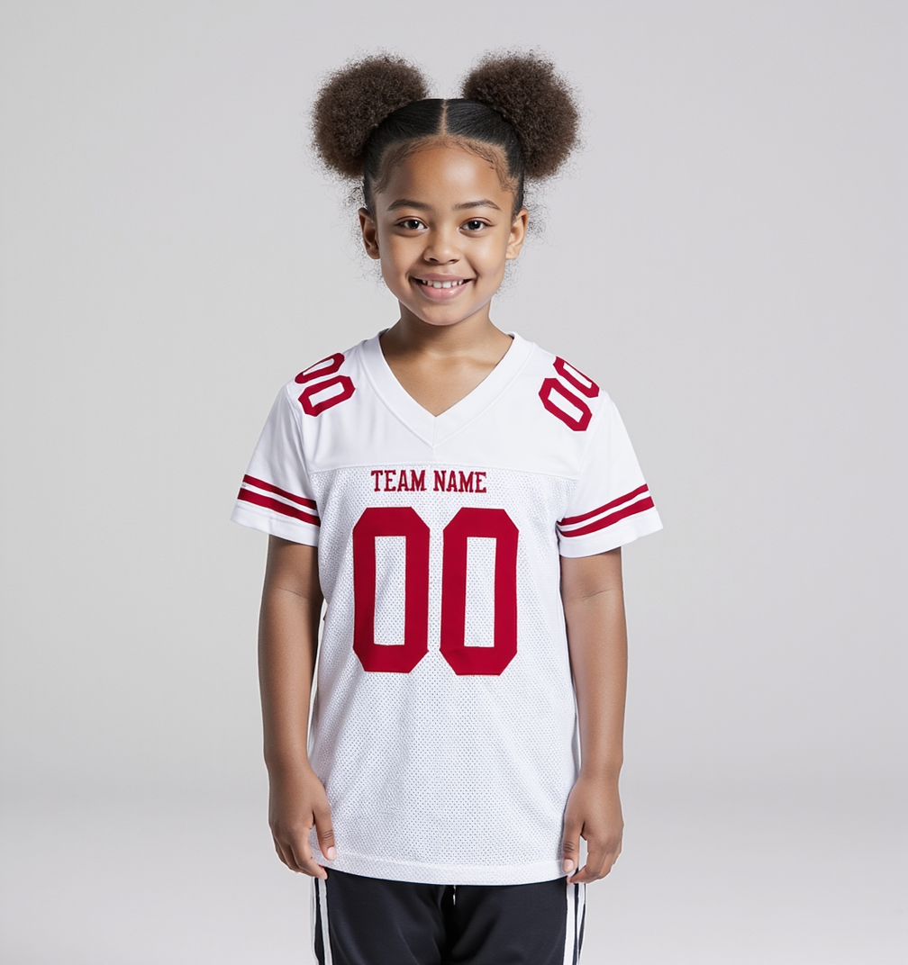 Custom White & Red Football Jersey