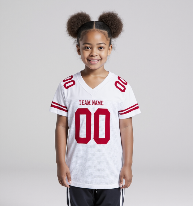 Custom White & Red Football Jersey