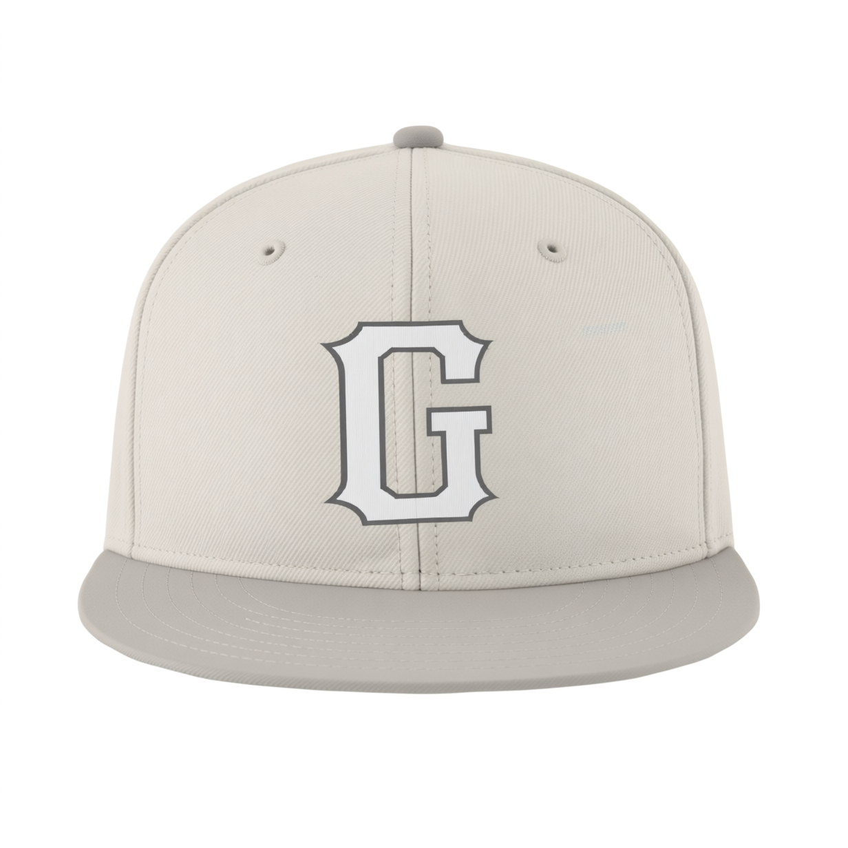 Custom Cream & White/Grey Stitched Adjustable Snapback Hat