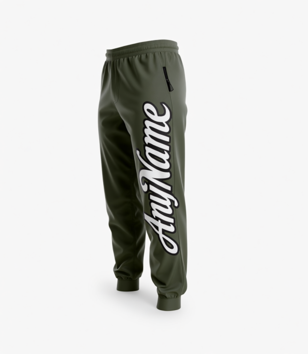 Custom Olive & White/Black Fleece Jogger Sweatpants