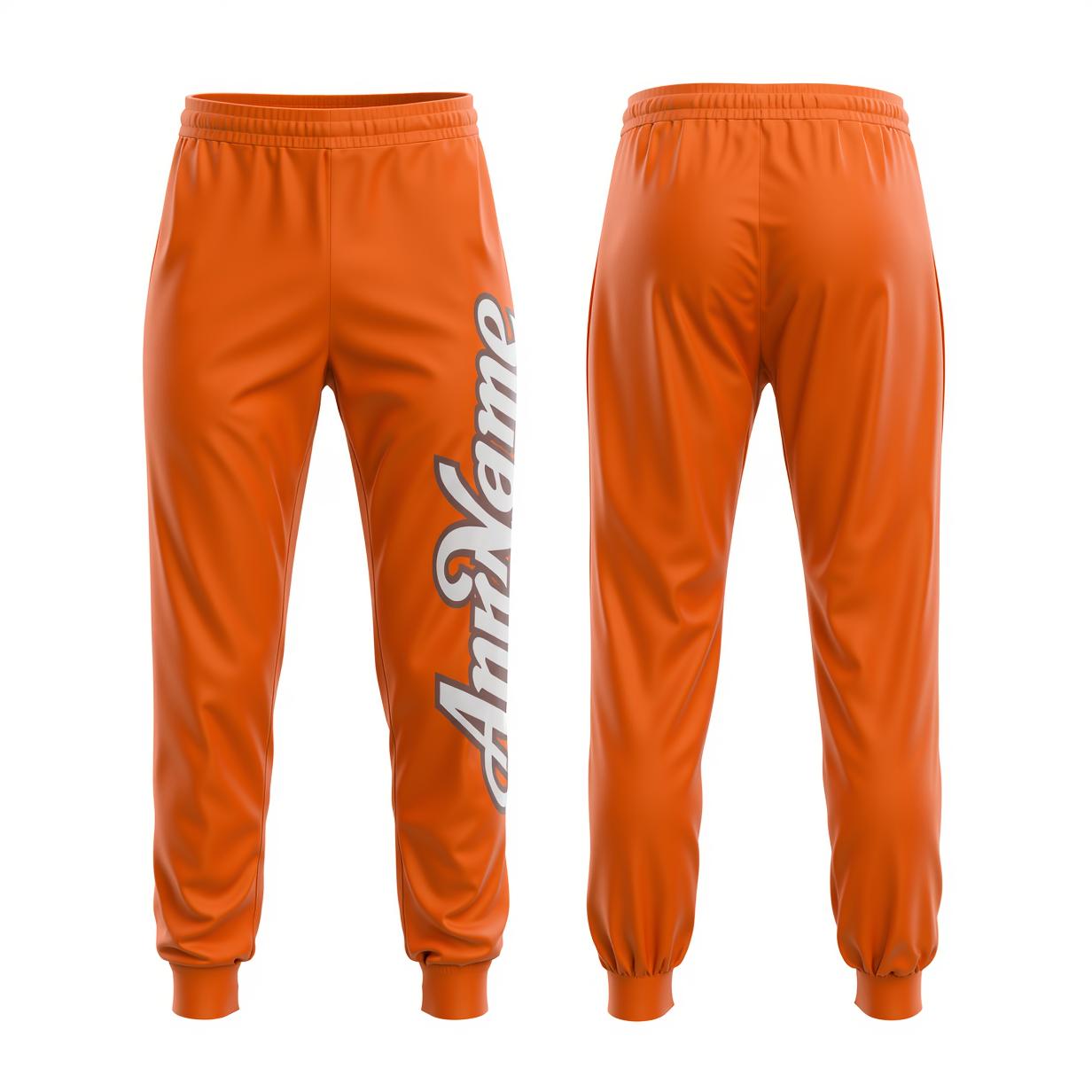 Custom Orange & White/Grey Fleece Jogger Sweatpants