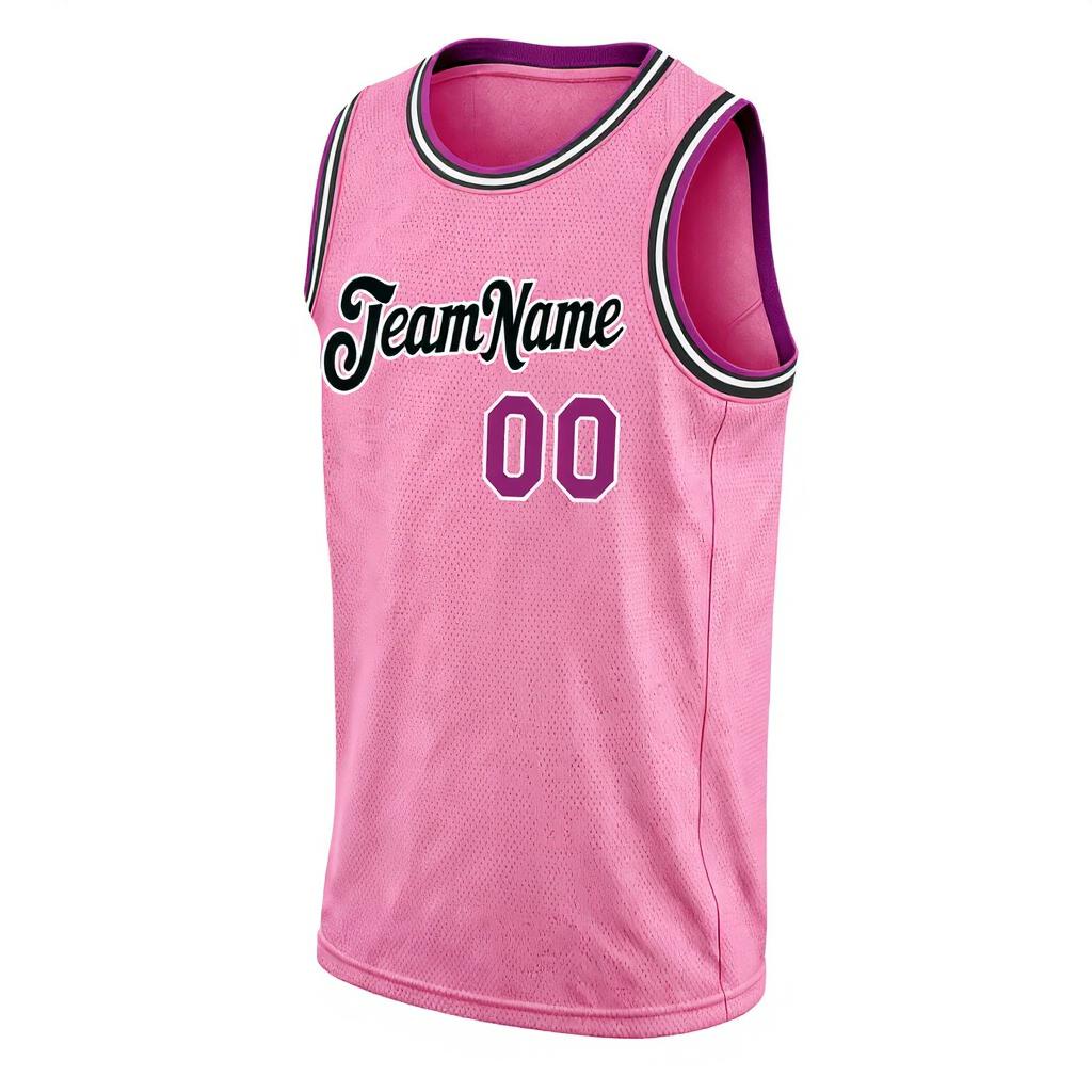 Custom Pink & Black/White Basketball City Edition Jersey
