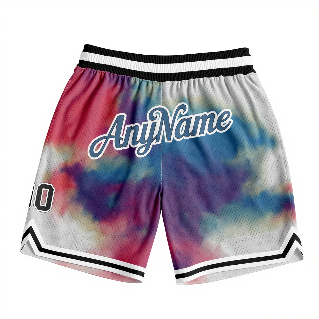 Custom Ink Splash White & Teal/Pink Throwback Shorts