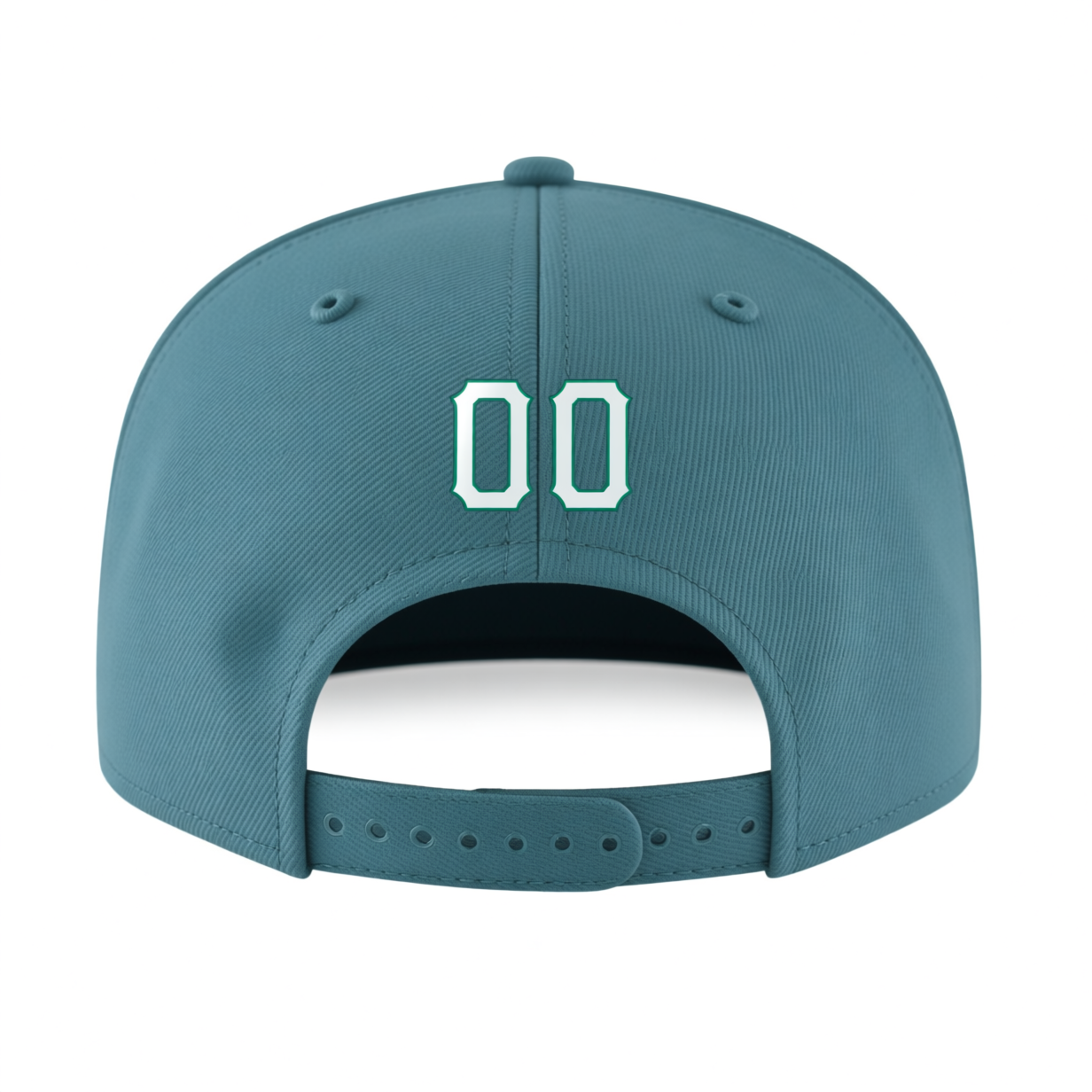 Custom Denim Blue & White/Green Stitched Adjustable Snapback Hat