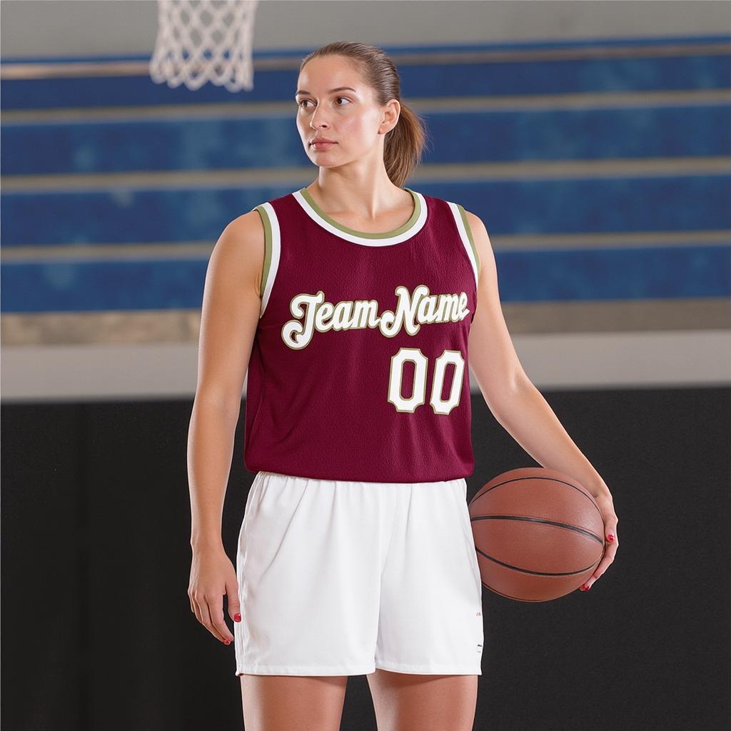 Custom Burgundy & White/Brown Basketball City Edition Jersey