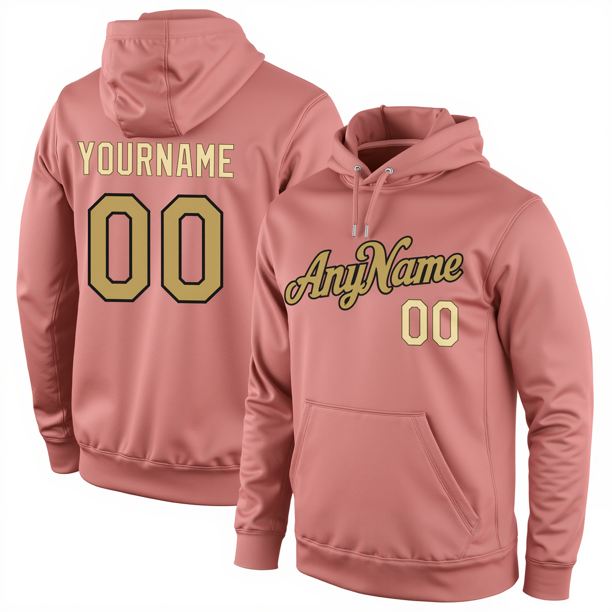 Custom Pink & Gold/Black Pullover Sports Sweatshirt Hoodie