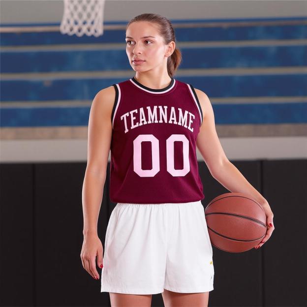 Custom Burgundy & Pink Basketball City Edition Jersey