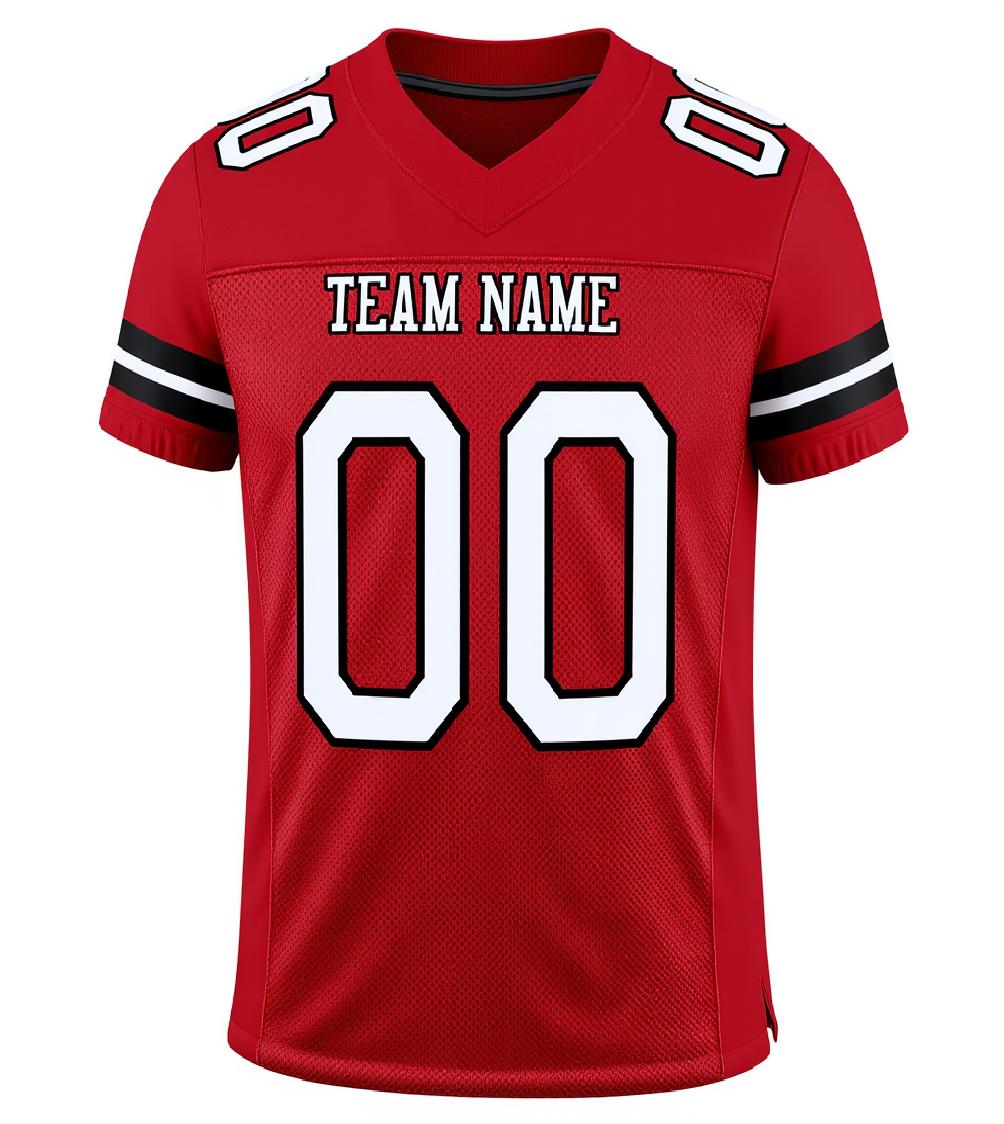 Custom Red & White/Black Football Jersey