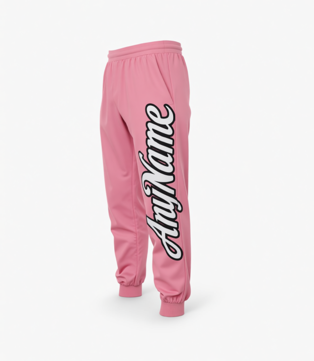 Custom Pink & White/Black Fleece Jogger Sweatpants