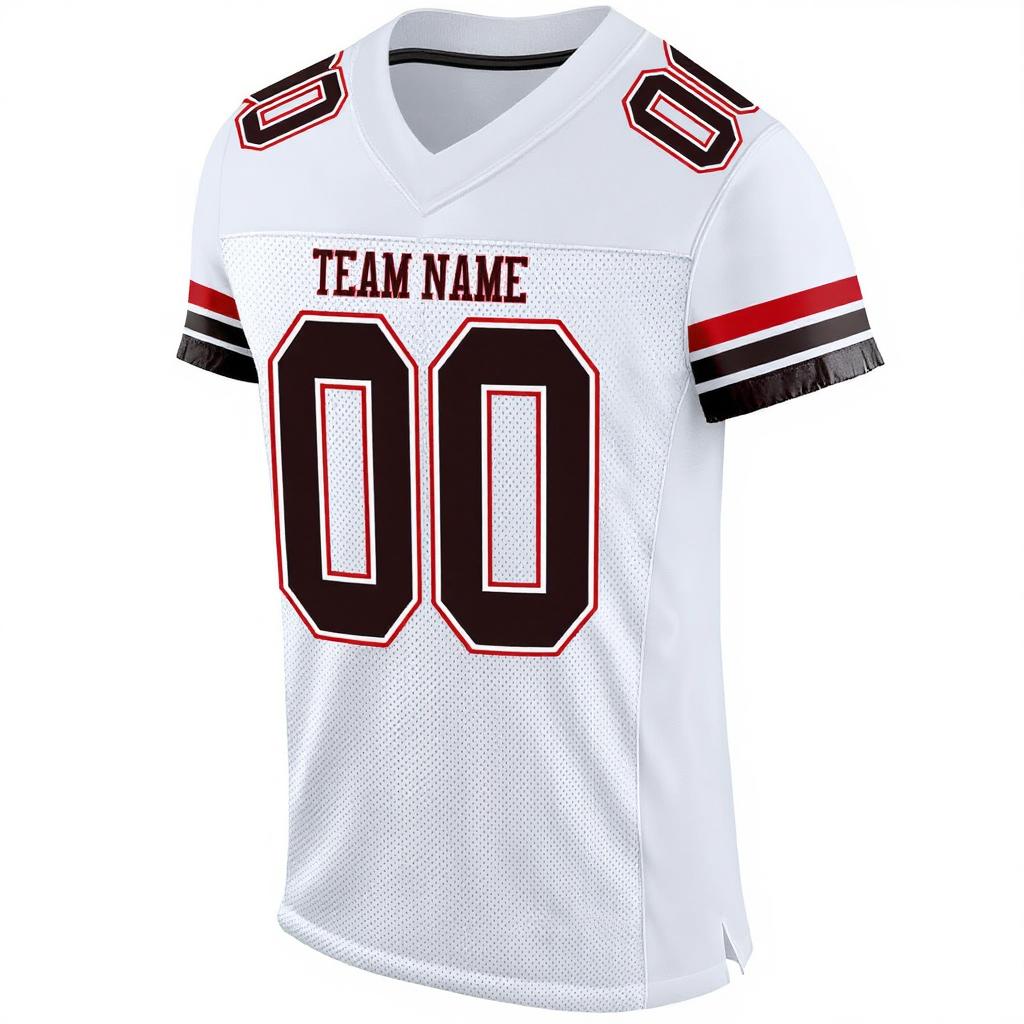 Custom White & Black/Red Throwback Football Jersey