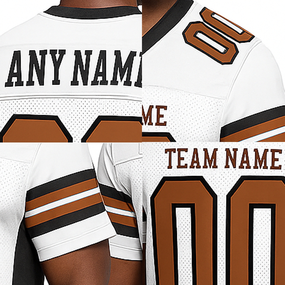 Custom White & Brown/Black Throwback Football Jersey