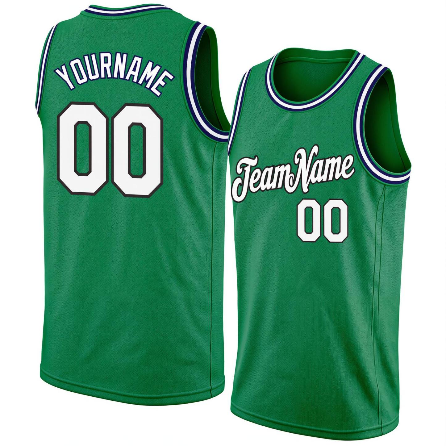 Custom Kelly Green & White/Black Basketball City Edition Jersey