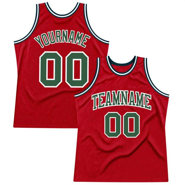 Custom Red & Green/White Basketball Throwback Jersey