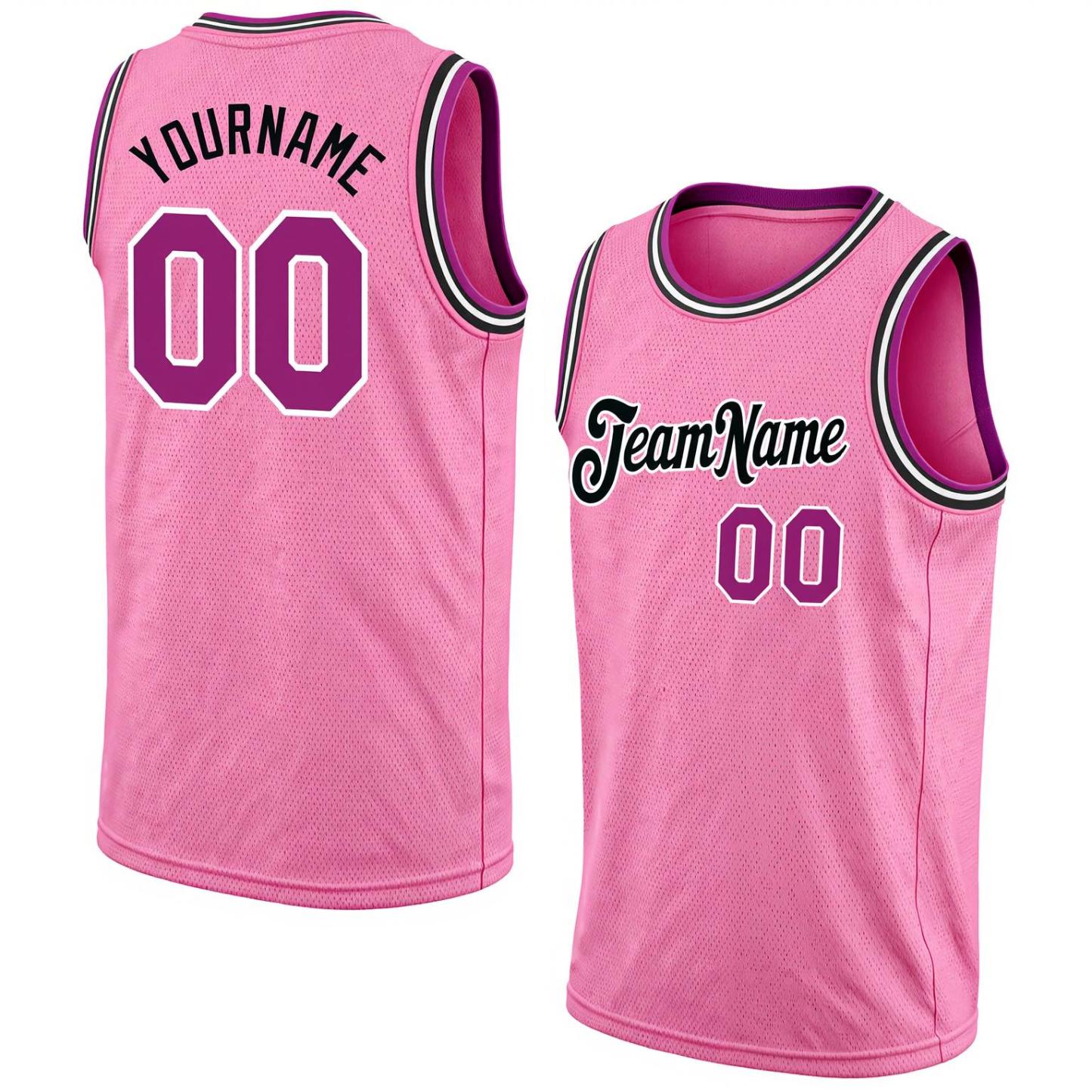 Custom Pink & Black/White Basketball City Edition Jersey