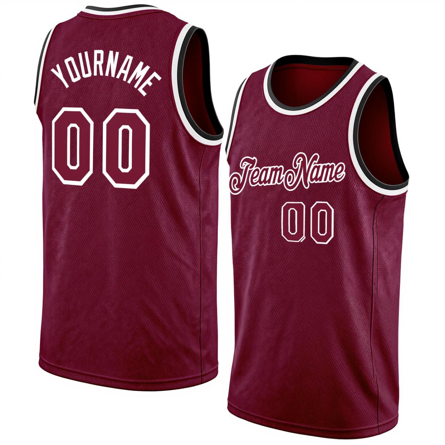Custom Burgundy & White Basketball City Edition Jersey