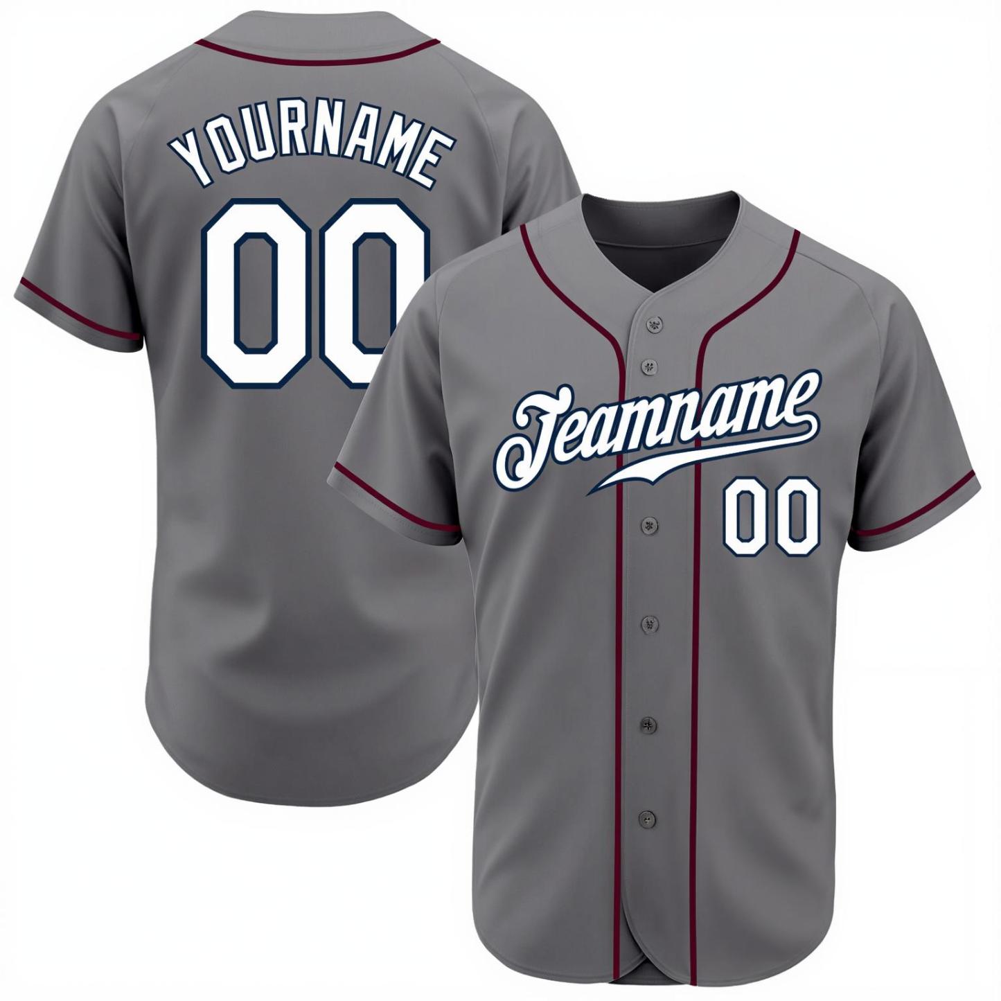 Custom Grey & White/Navy Baseball Jersey