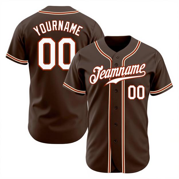Custom Brown & White/Red Baseball Jersey