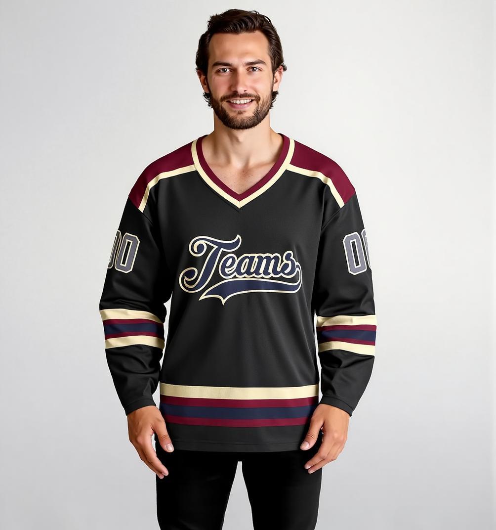Custom Black & Royal/White Hockey Jersey
