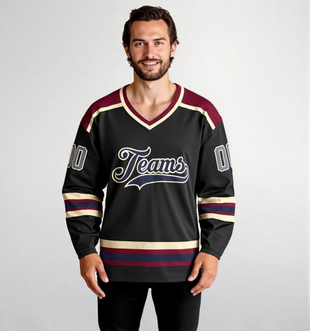 Custom Black & Royal/White Hockey Jersey