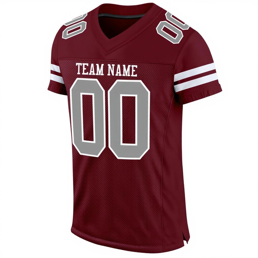 Custom Burgundy & Grey/White Football Jersey