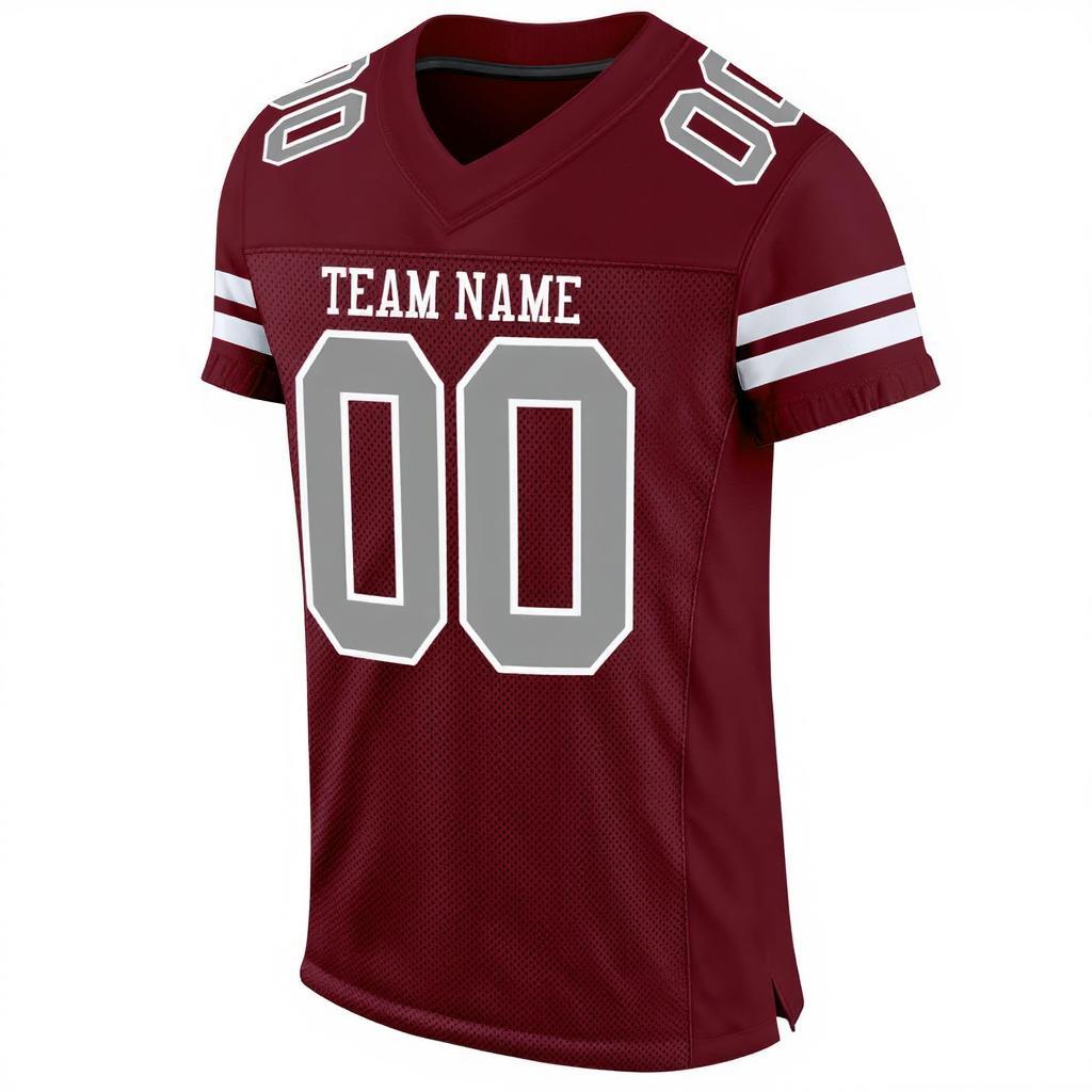 Custom Burgundy & Grey/White Football Jersey
