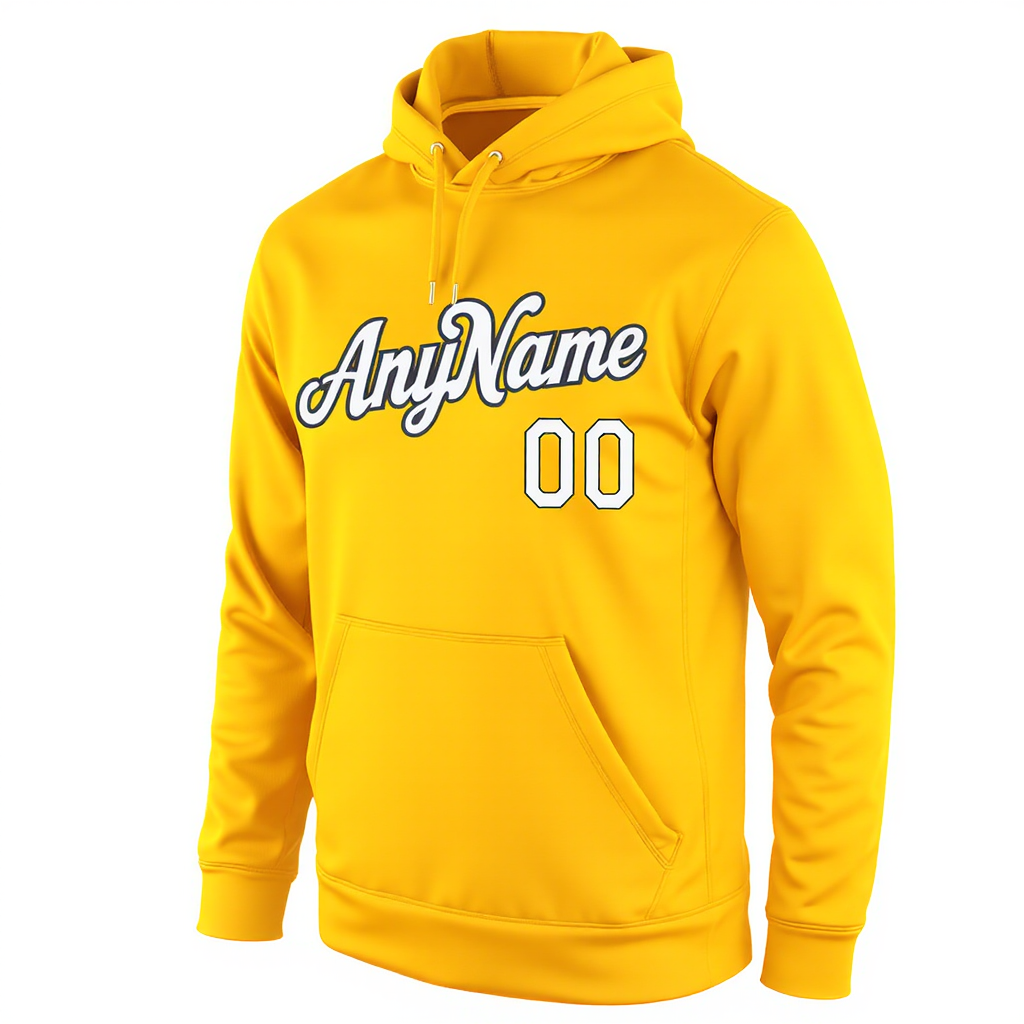 Custom Yellow & White/Black Pullover Sports Sweatshirt Hoodie