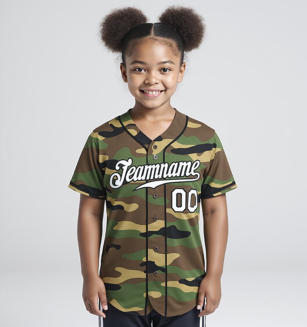 Custom Camo White & Black Salute To Service Baseball Jersey