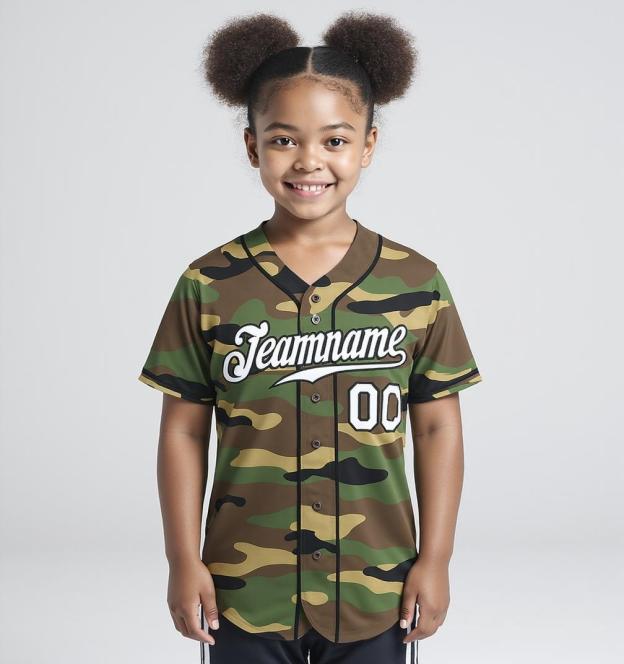 Custom Camo White & Black Salute To Service Baseball Jersey