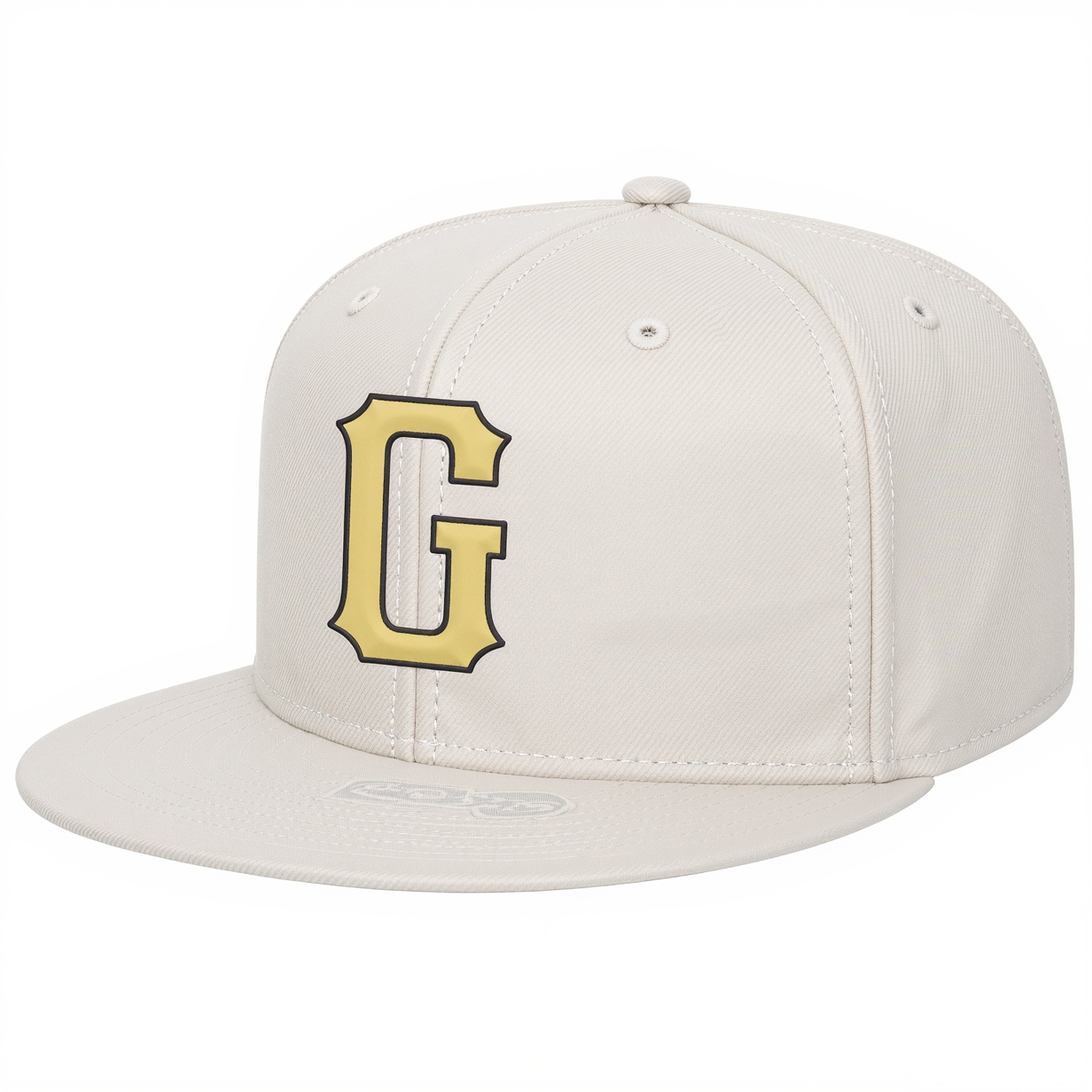 Custom White & Cream/Black Stitched Adjustable Snapback Hat