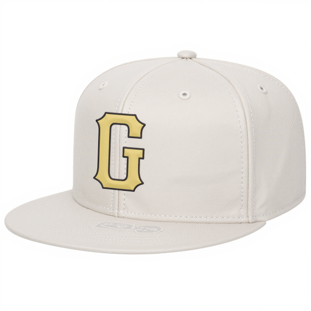 Custom White & Cream/Black Stitched Adjustable Snapback Hat