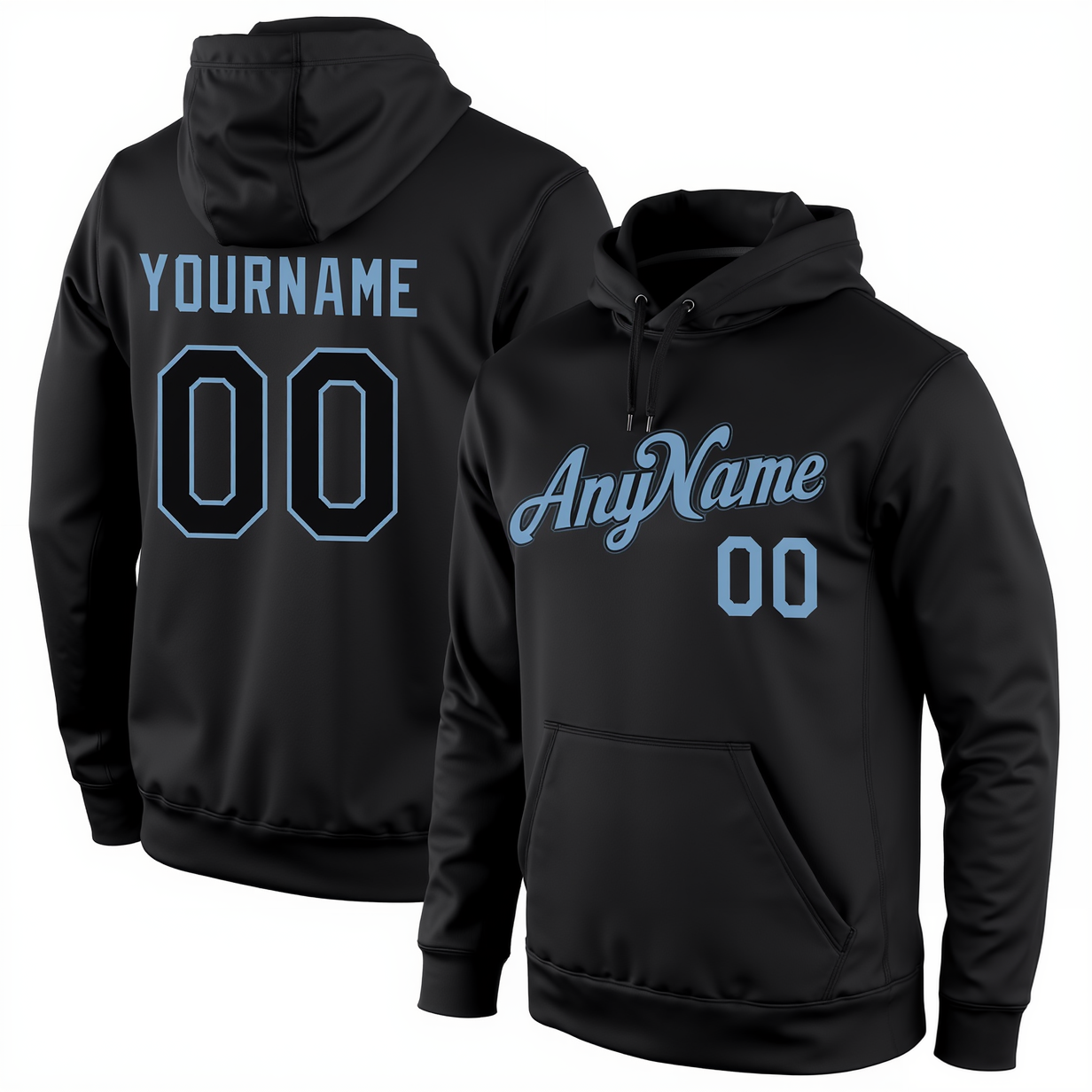 Custom Black & Blue Pullover Sports Sweatshirt Hoodie