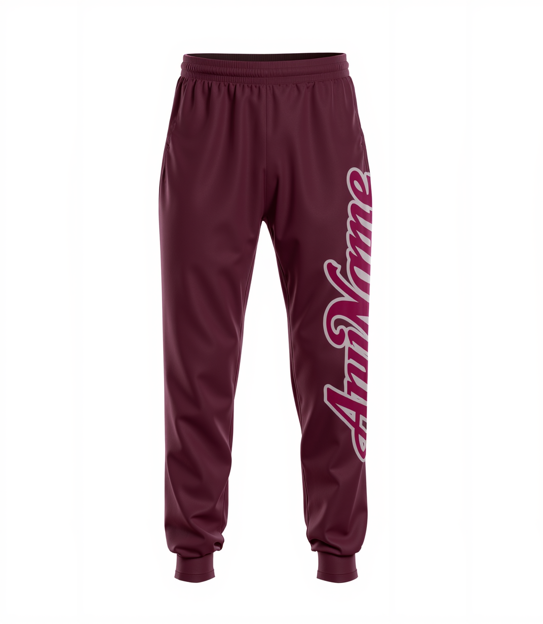 Custom Burgundy & Grey Fleece Jogger Sweatpants