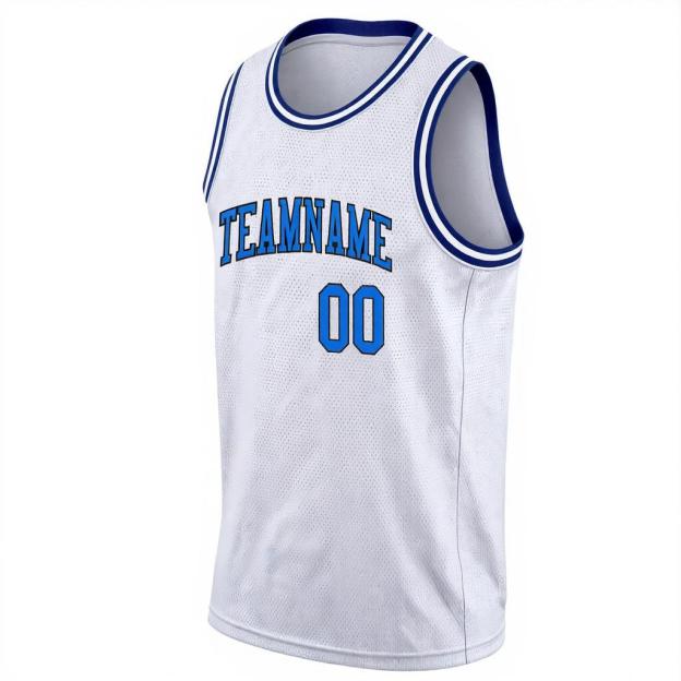 Custom White & Blue/Black Basketball City Edition Jersey