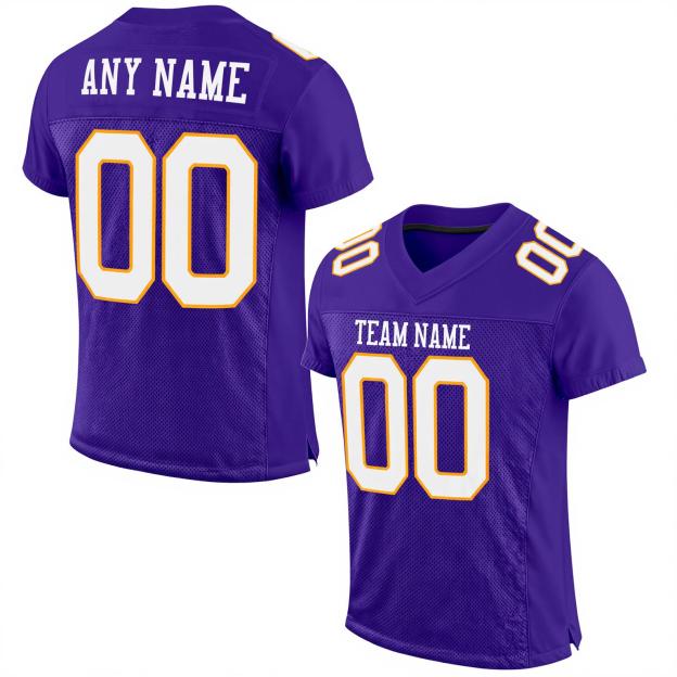 Custom Purple & White/Gold Football Jersey