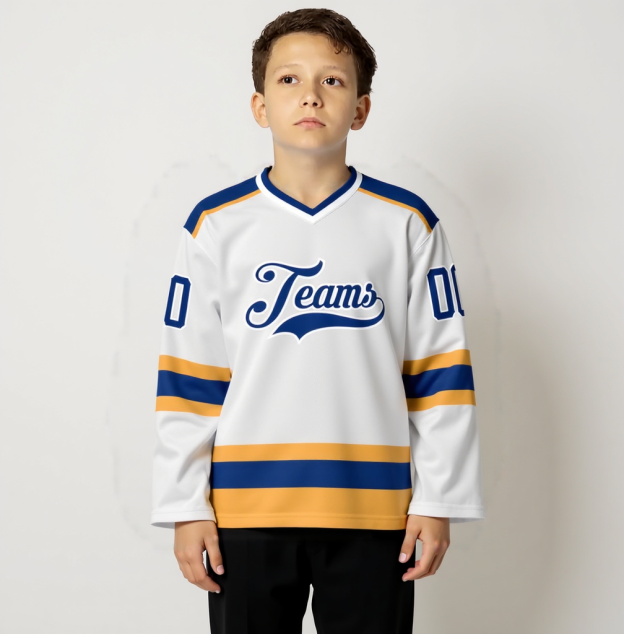 Custom White & Royal Hockey Jersey