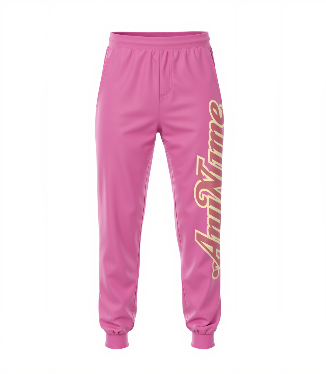Custom Pink & White Fleece Jogger Sweatpants