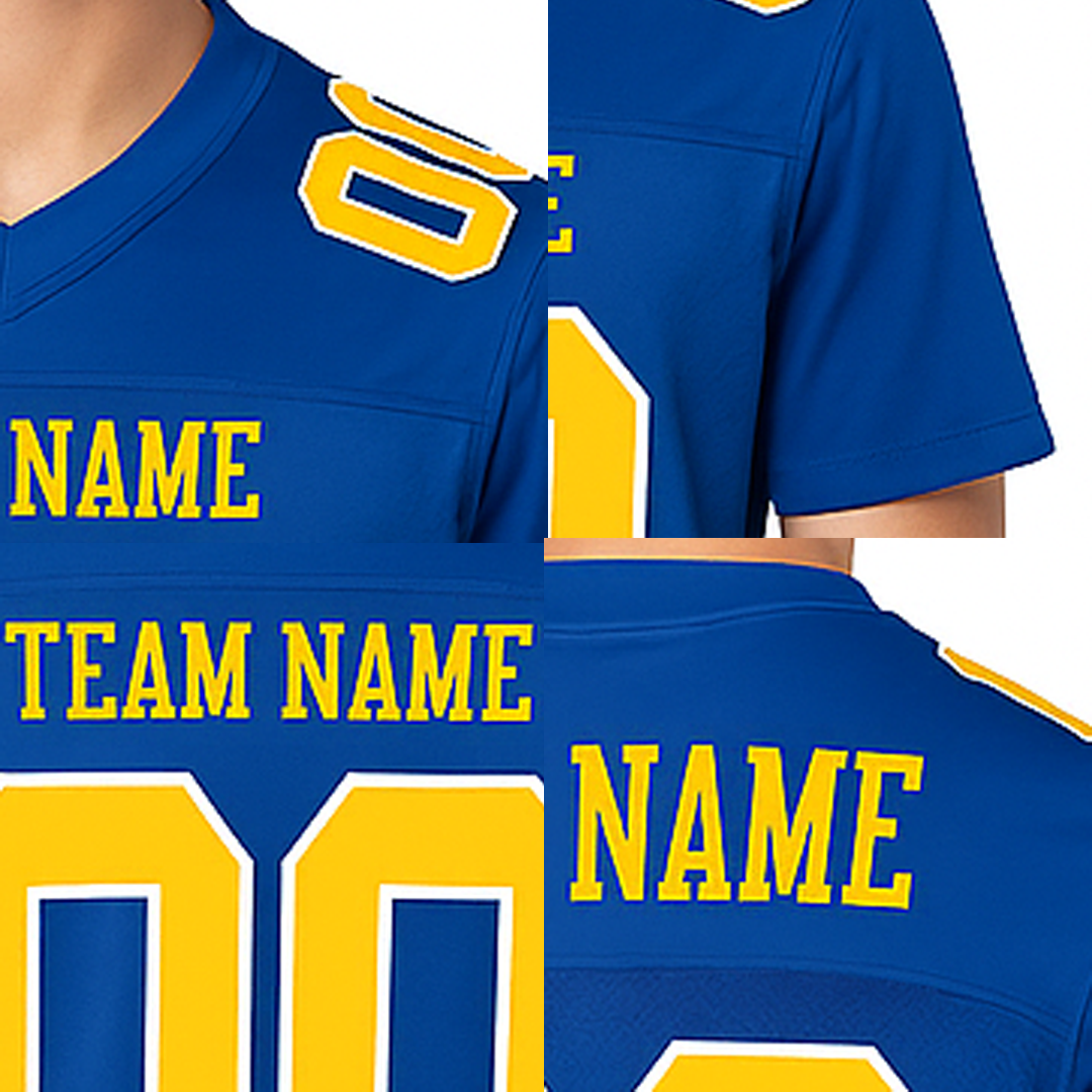 Custom Royal & Yellow/White Football Jersey