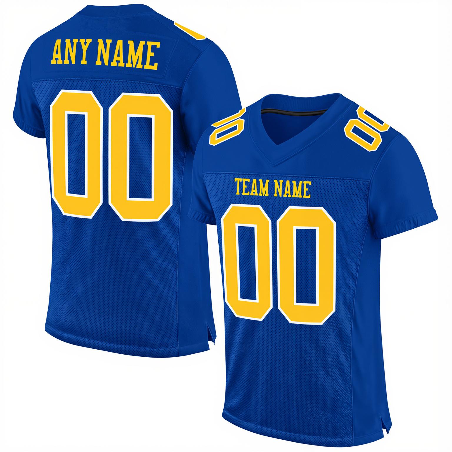 Custom Royal & Yellow/White Football Jersey