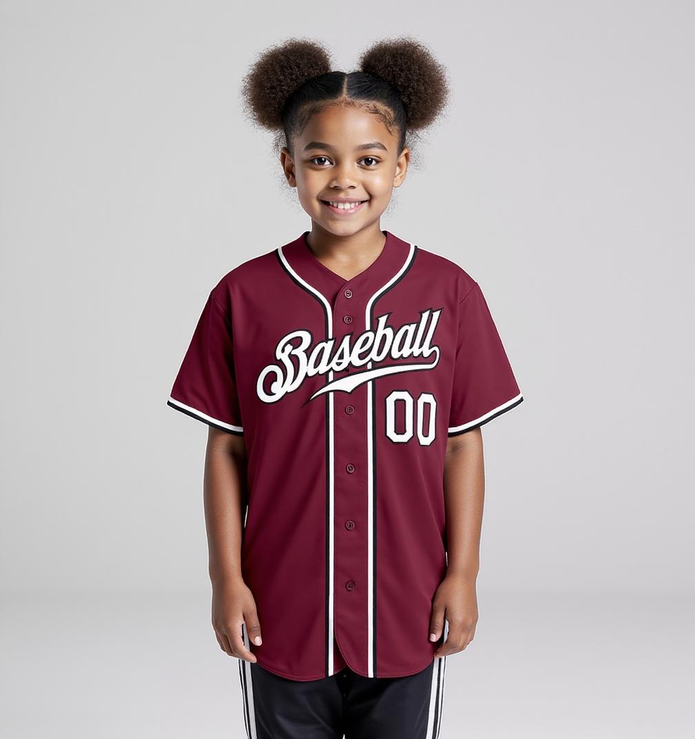 Custom Burgundy & White/Black Baseball Jersey