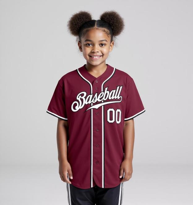 Custom Burgundy & White/Black Baseball Jersey