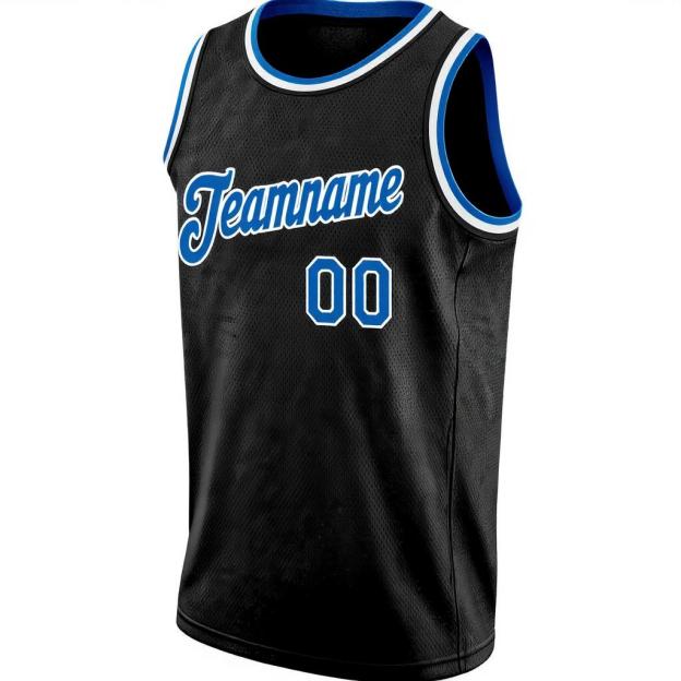 Custom Black & Blue/White Pinstripes Basketball City Edition Jersey