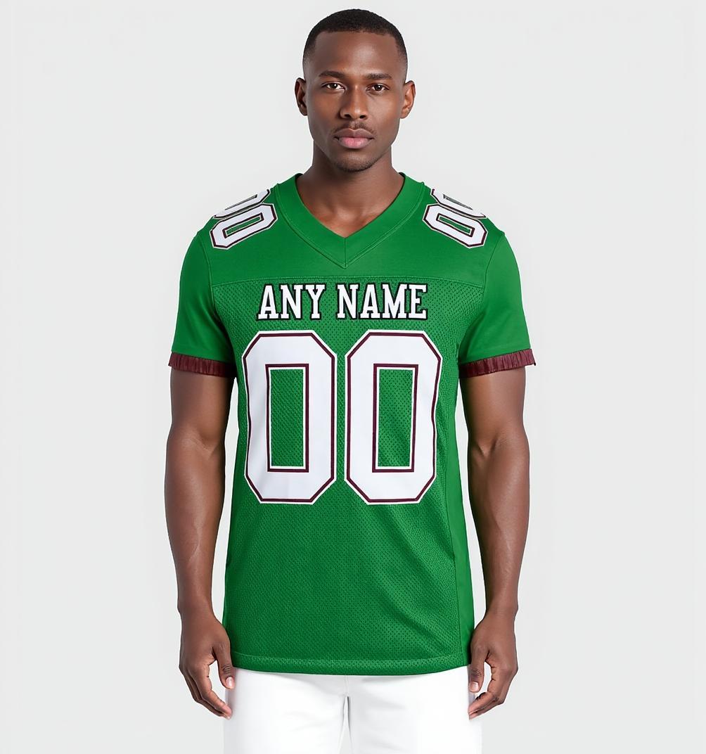 Custom Kelly Green & Grey/Burgundy Football Jersey