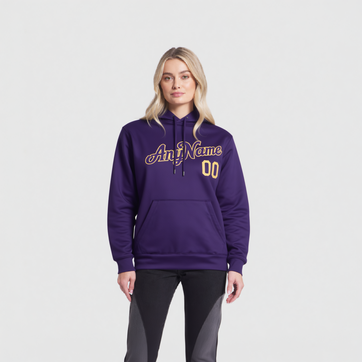 Custom Purple & Yellow Pullover Sports Sweatshirt Hoodie