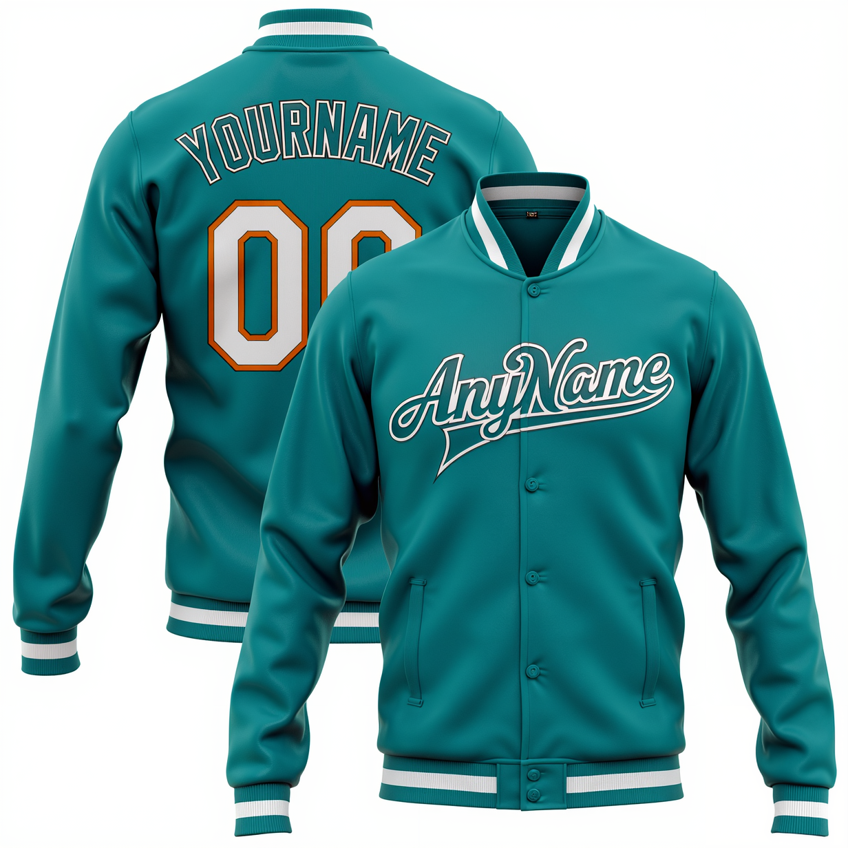 Custom Aqua & White Full-Snap Fleece Jacket