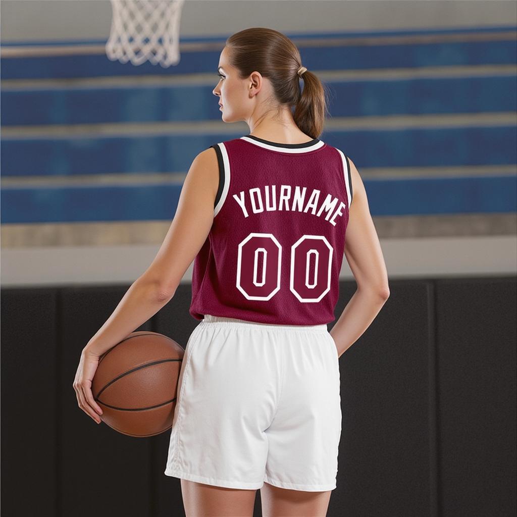 Custom Burgundy & White Basketball City Edition Jersey