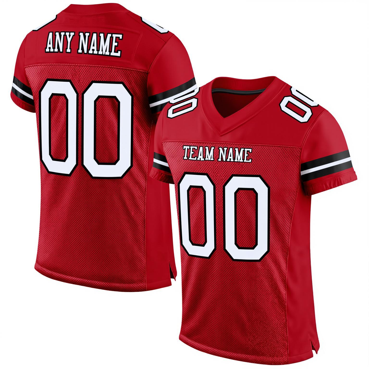 Custom Red & White/Black Football Jersey