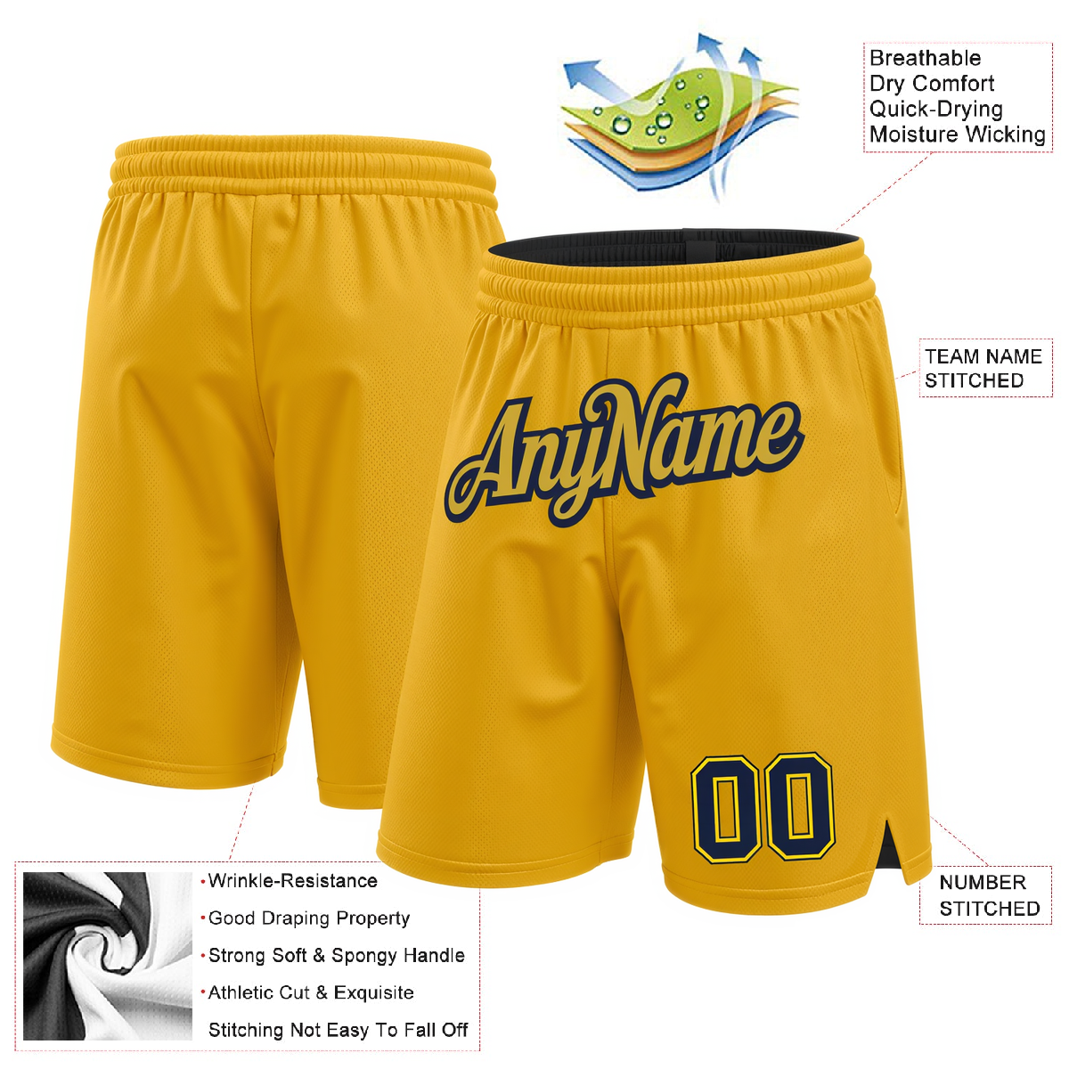 Custom Yellow & Royal/Black Shorts