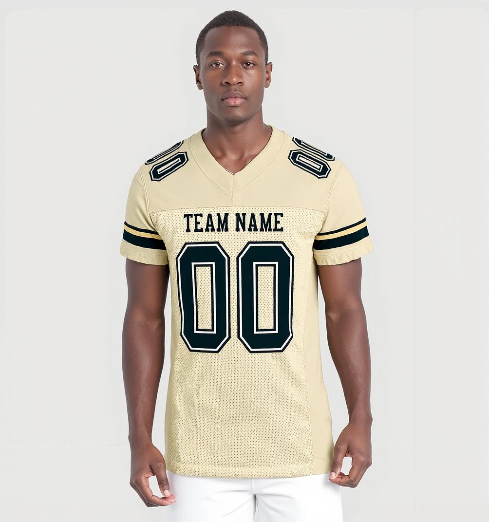 Custom Cream & Navy/White Football Jersey